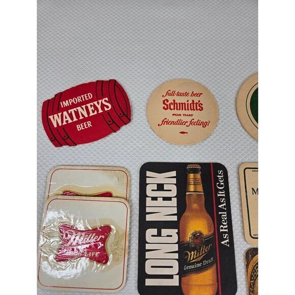 Vintage 70s 80s Beer Coasters lot 12 Piece Collection Breweriana Bar Man Cave - Picture 4 of 6